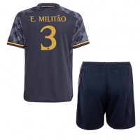 Real Madrid Eder Militao #3 Bortaställ Barn 2023-24 Korta ärmar (+ Korta byxor)